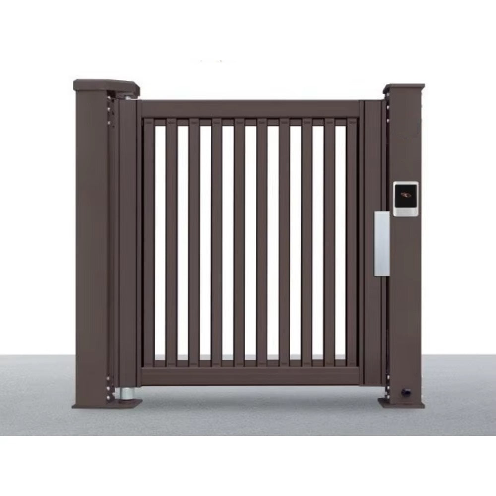 Smart pedestrian barrier gate with advertising panel for residential community access control.