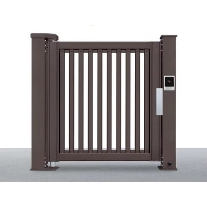 Smart pedestrian barrier gate with advertising panel for residential community access control.