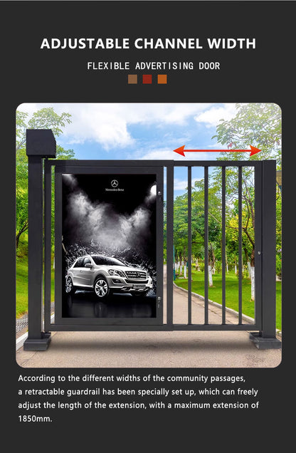 Smart Pedestrian Access Gate with High-Visibility Advertising Panel