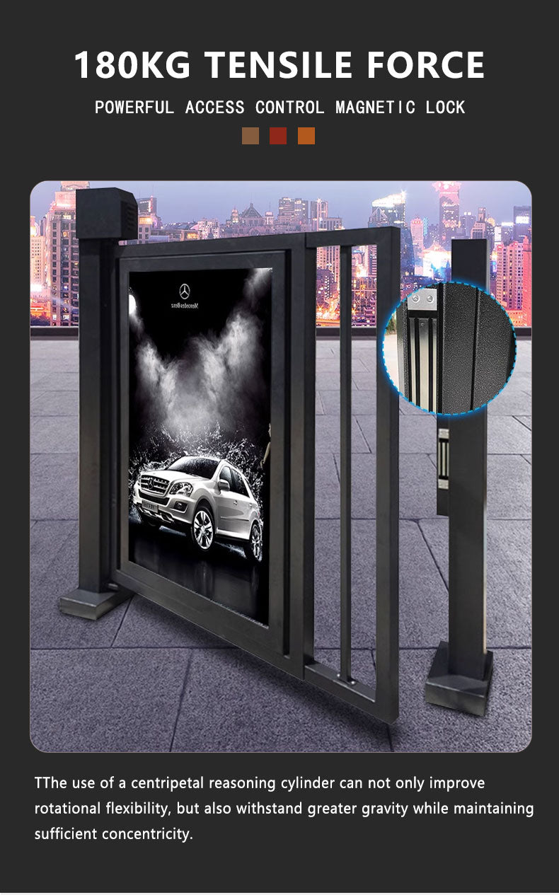 Smart Pedestrian Access Gate with High-Visibility Advertising Panel