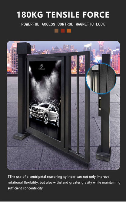 Smart Pedestrian Access Gate with High-Visibility Advertising Panel